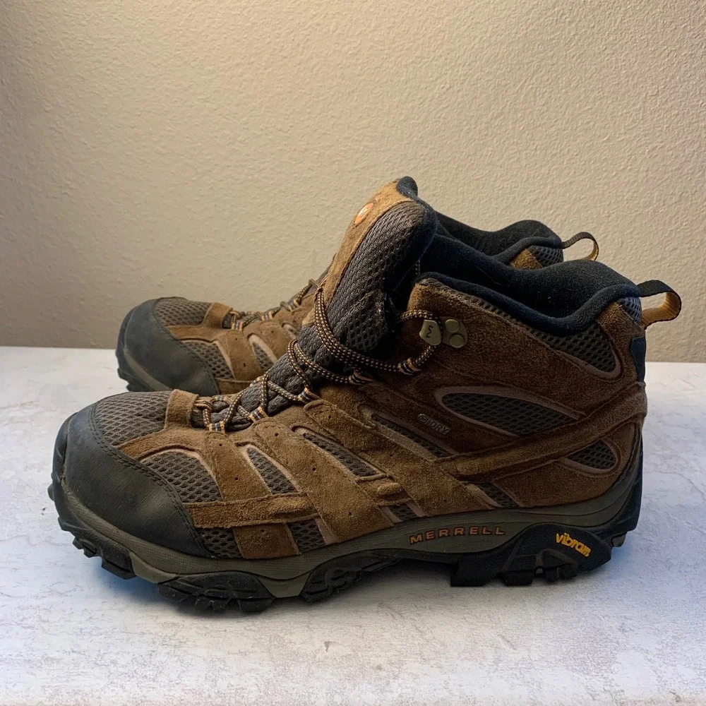 Merrell‎ Moab 2 Mid Hiking Boots Mens 14 Brown Suede Vibram J06057M Earth EUC